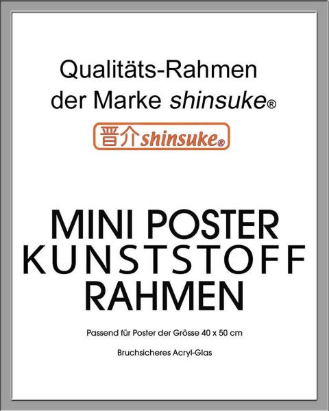 Rahmen Miniposter 40x50 cm - Wechselrahmen - 15mm Kunststoff silber