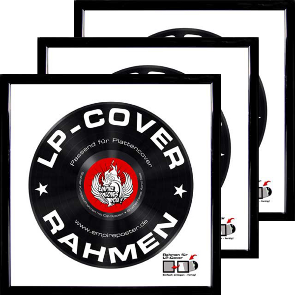 LP Plattencover Rahmen - Wechselrahmen - 3er-Set Kunststoff schwarz