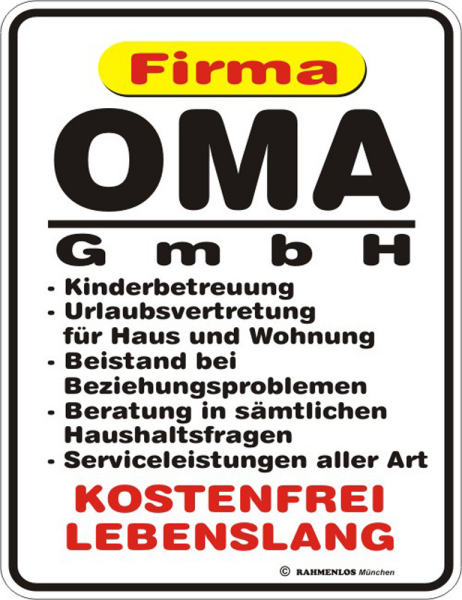 Oma GmbH - Fun-Schilder - Blechschild