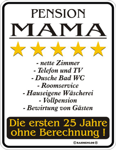 Pension Mama - Fun-Schilder - Blechschild