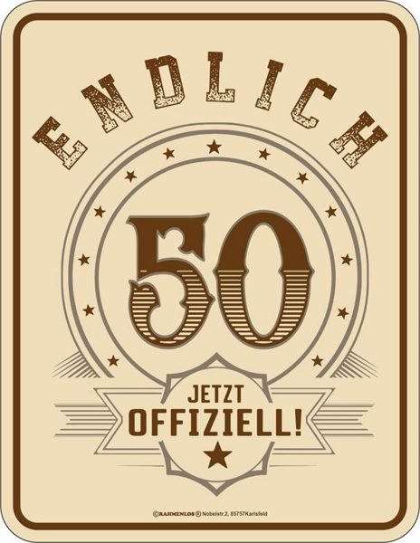 50 Jahre - Fun-Schilder - endlich offiziell