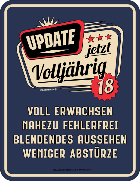 18 Jahre - Fun-Schilder - Update
