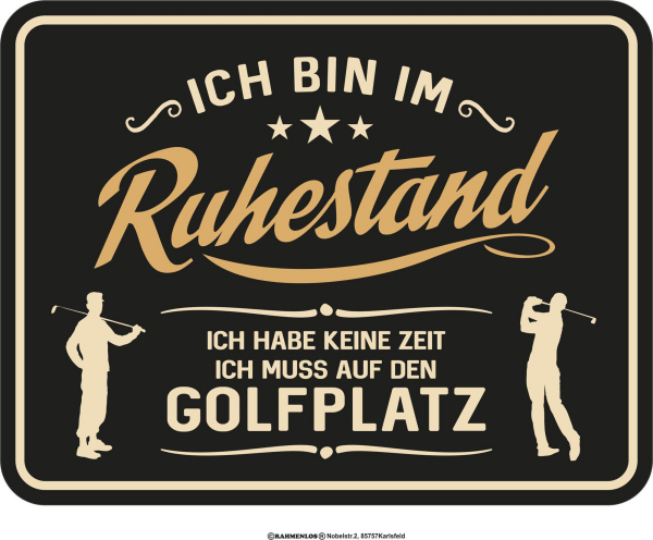 Ruhestand - Fun-Schilder - Golf