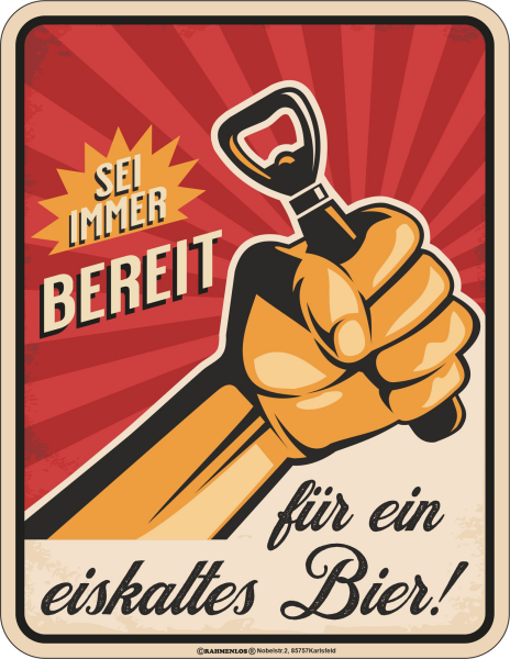 Bier - Fun-Schilder - sei immer bereit