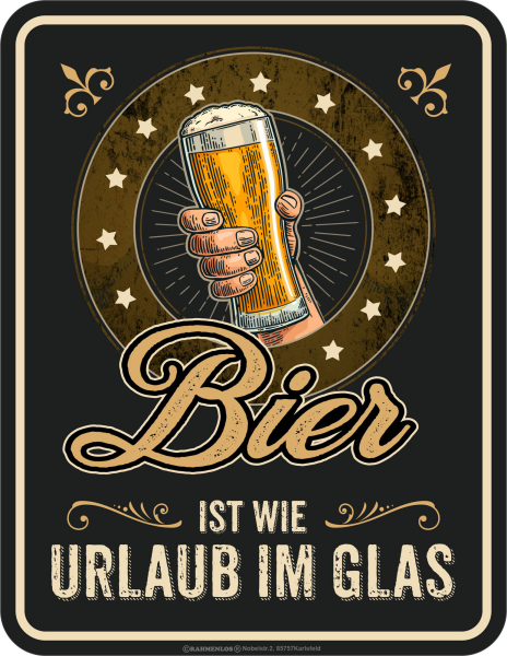 Bier - Fun-Schilder - Urlaub im Glas