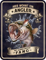 Angler - Fun-Schilder - hier wohnt
