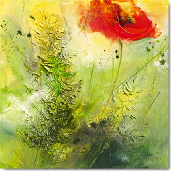 Nawratil, Waltraud - Kunstdruck - Mohn mit Farn
