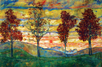 Egon Schiele - Kunstdruck - Vier Bäume