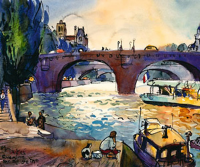 Leu, Michael - Kunstdruck - Evening by the Seine