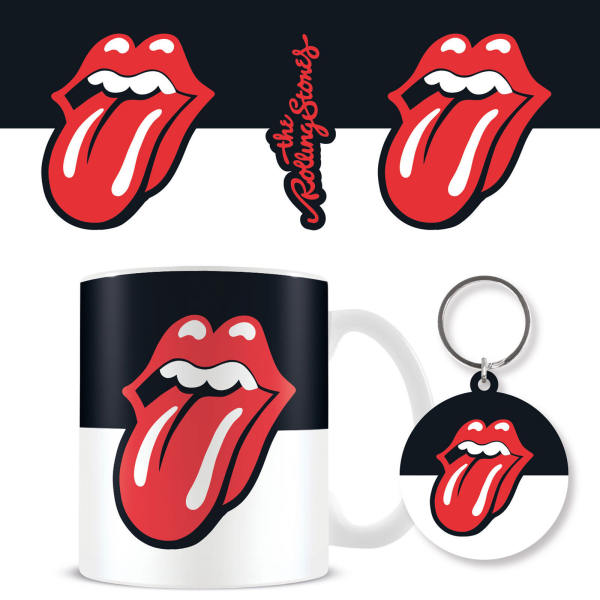Rolling Stones - Lips b/w - Geschenk-Box - Fanartikel - Tasse, Keyring