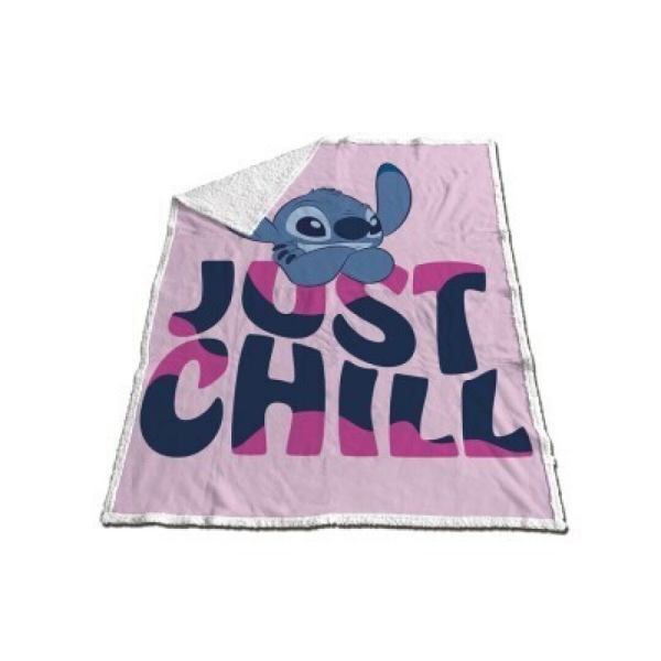 Stitch Just Chill pink Sherpa Fleecedecke