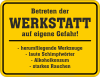 Werkstatt - hochwertig bedrucktes Blechschild -...