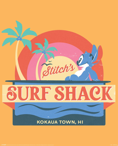 Stitch - Surf Shack - Miniposter 40x50 cm