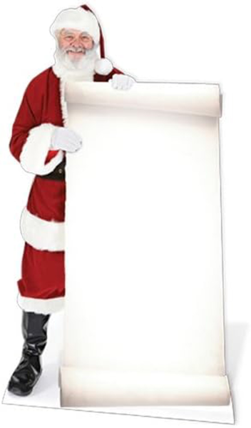 Weihnachtsmann mit Wunschliste - Pappaufsteller - 180 cm