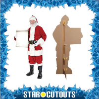 Weihnachtsmann mit Liste - Pappaufsteller - 180 cm