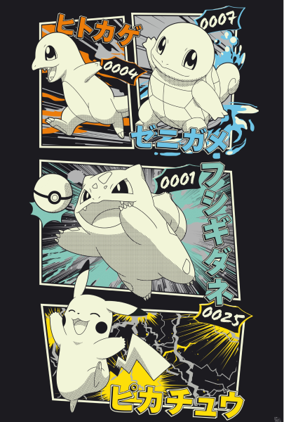 Pokemon - Pikachu und Kanto Starters - Poster 61x91,5 cm