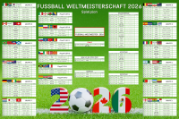 Fussball WM 2026 Planer mit Playoffs - 61x91,5 cm