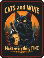 Bedrucktes Blechschild - Cat and Wine