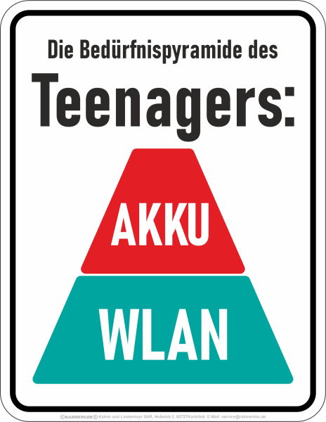 Bedrucktes Blechschild - Teenager WLAN