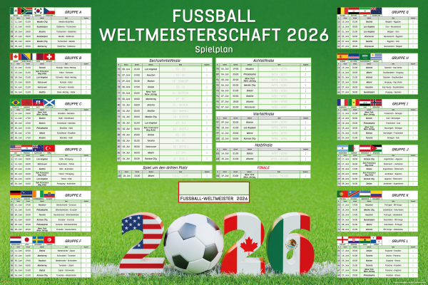 Fussball WM 2026 Planer - 61x91,5 cm