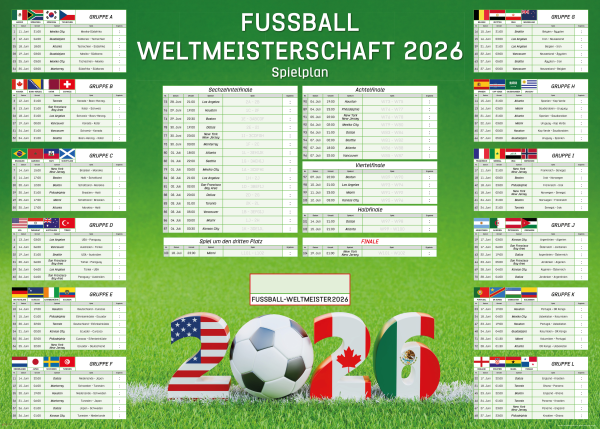 XXL Fussball WM 2026 Planer - 100x140  cm