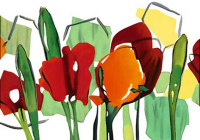 Muth, Walter - Kunstdruck - Rote Blumen Trilogie II