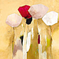 Strunk, Anne L. - Kunstdruck - White flowers with red 1