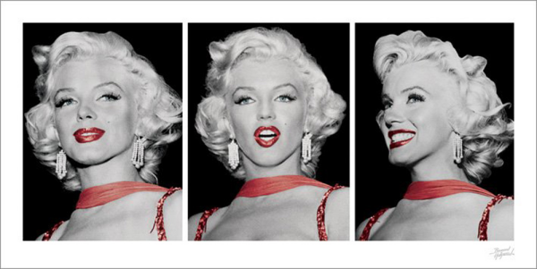 Monroe, Marilyn  - Kunstdruck - Rotes Kleid Triptychon