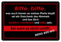 Weiblich, willig,... - Blech-Schild
