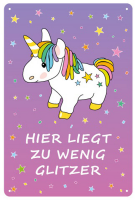 Einhorn - Glitzer - Blech-Schild