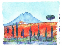 Westphal, Ralf - Kunstdruck - Soracte mit Mohnfeld/Latium