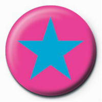 Star - Button Badge - Pink/Blue
