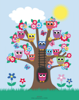 Eulen Eulenbaum - Mousepad - Mousepad